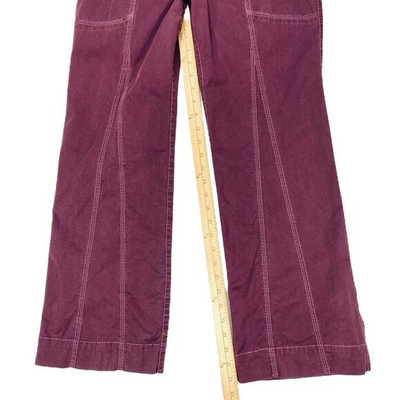Athleta Corduroy Bootcut Pants Women 8 Burgundy Drawstring Yoga Stretch Everyday - Picture 11 of 12